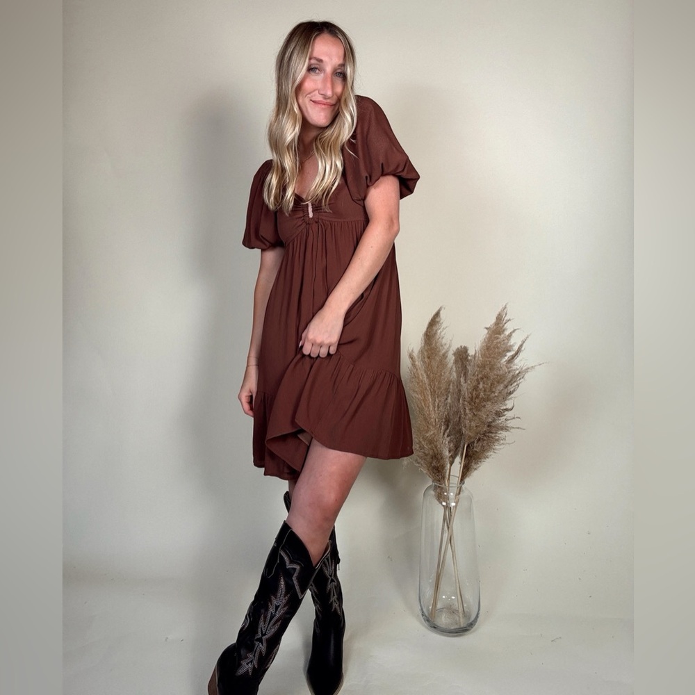 Bubble Sleeve Mini Dress